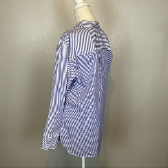 Nordstrom Signature Blue White Stripe Button Down Size Medium - Picture 6 of 8